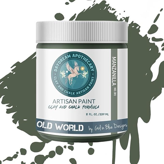 Daydream Apothecary Premium Chalk Style Paint for Furniture, Home Décor, Wood, DIY Interior Projects, Quick Dry, No Prep or Prime Needed, Matte Olive Green - 8oz