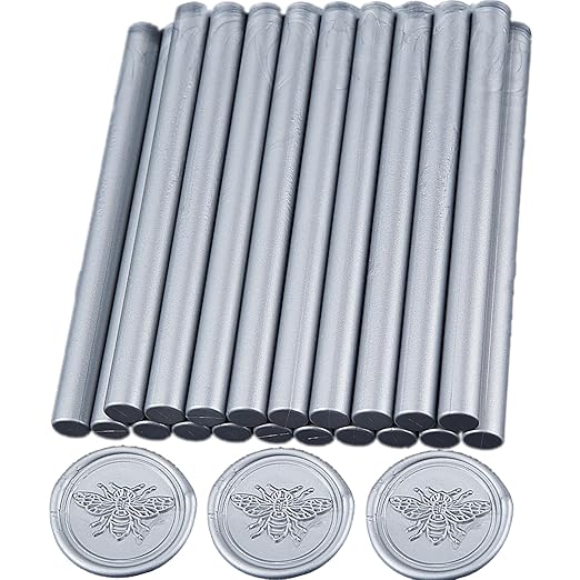 Silver Wax Seal Sticks, ONWINPOR 20pcs Silver Wax Sealing Sticks for Wax Seal Stamp, Wedding Invitations, Mini Wax Seal Sticks for 0.28'' Glue Gun (Silver)