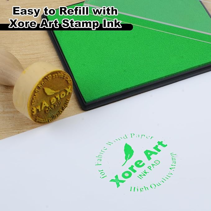 5"x4'' Large Ink Pad Washable Stamp Ink Pad for Baby Footprint Handprint with 30ml Premium Refill Ink (Light Green)