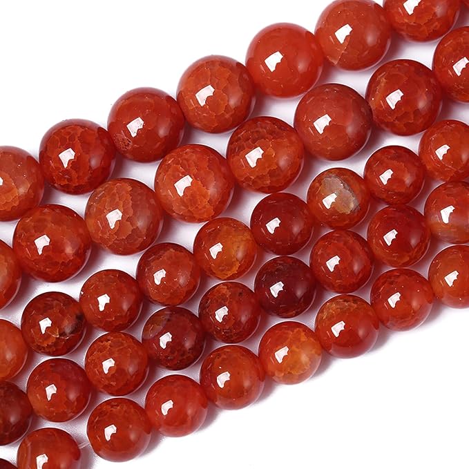 6mm 60pcs Natural Red Dragon Vein Agate Stone Beads for Jewelry Making Energy Healing Round Beads DIY Bracelet Necklace Accessories 15" (6mm, Red Dragon Vein Agate)
