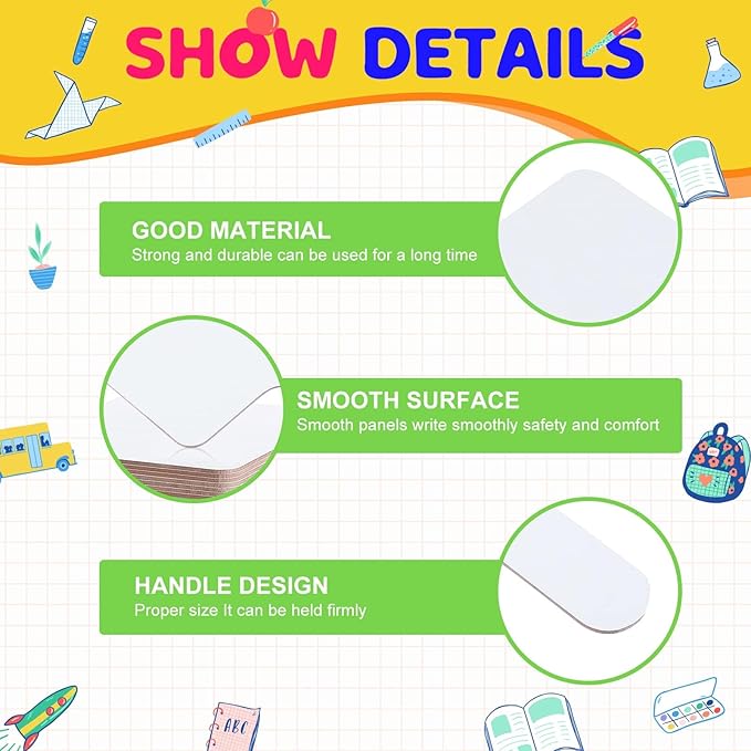 6 Pcs Dry Erase Answer Paddle 7 x 9 Inch Handheld Wooden White Board Double Sided Dry Erase Small Whiteboards for Students Classroom Games Party Auction Paddles for Bidding Meeting Voting(6)