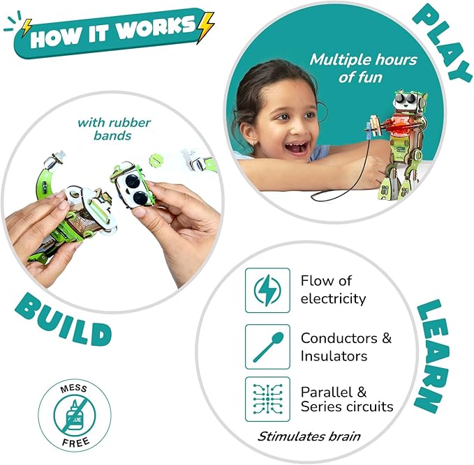 Smartivity Electro Play Lab for Kids Ages 8, 9, 10, 11, 12, 13, 14 Years Old I Electricity Kit with 9 Circuits Experiements & DIY Robot | STEM Science Project Kit | Birthday Gift for Boys & Girls