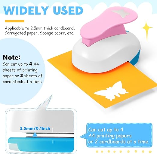CHENGU 16 Pcs Craft Holes Punch Paper Punchers Scrapbook Punches with Craft Sticker Paper, Round, Star, Square, Heart, Flower, Wave Circle Shape (Flower Style,2 Inch)