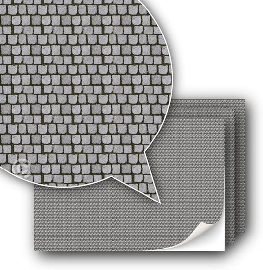 3 Sheets Self-Adhesive Decorative Film Paving Stones and Surfaces for Model Making in Scale 1:87 Scale H0 (UK: 3.5 mm Scale) (Cobblestone)