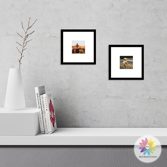 Mat Board Center, Pack of 20, 8x8 for 4x4 White Photo Picture Mats - Acid Free, 4-ply Thickness, White Core - for Pictures, Photos, Framing