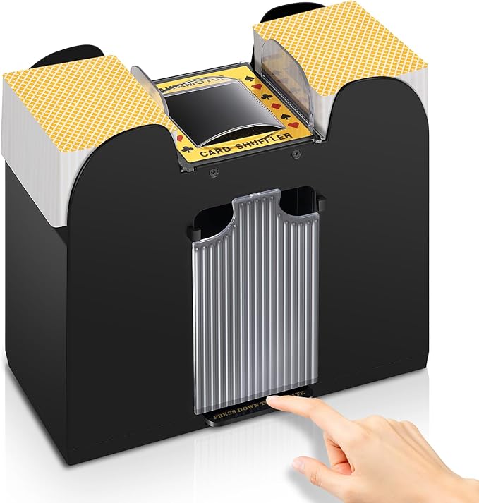 Automatic Card Shuffler 1/2/4/6 Decks,Battery Operated Electric Playing Card Shuffler for UNO,Casino Card Game,Poker,Phase 10,Blackjack,Texas Hold'em,Home Card Games