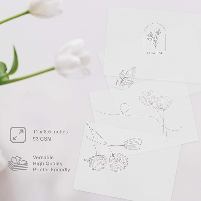 200 Pack Translucent Vellum Paper, 8.5 x 11 Inches