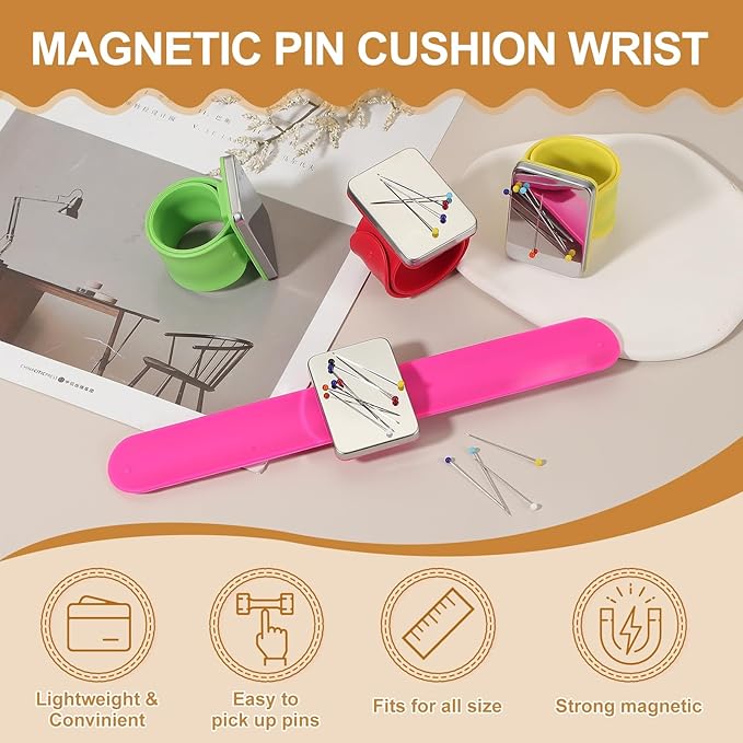 PATIKIL Magnetic Wrist Pin Cushions for Sewing, Magnetic Pin Cushion Magnetic Wrist Gel Band Holder Wristband Pincushion with Pins for Sewing Braiding Quilting Hair Clips, Purple
