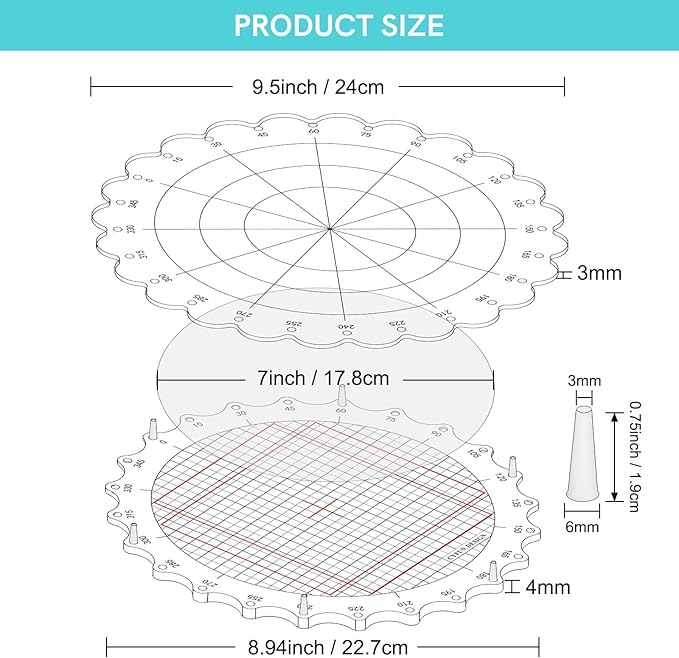CYFUN DESIGN 9.5inch/24cm Rotating Stamping Platform Stamp & Spin Tool for Stamping Circular Designs Stamping Positioning Tool with Lines for Scrapbooking Crafts Card Making Arts Supplies