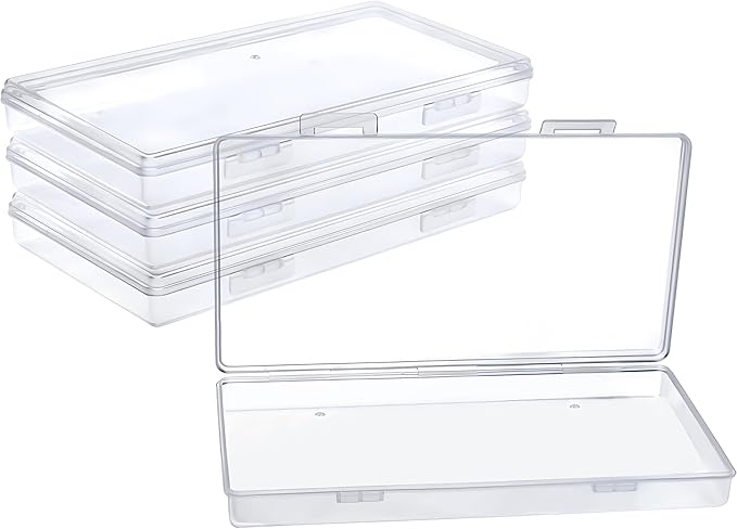 DUOFIRE Small Plastic Box Organizer Box Small Plastic Storage containers for Storage Pencils and Art Supply Organizer Rectangle(7.7 x 4.1 x 0.9inch) 4 Pack