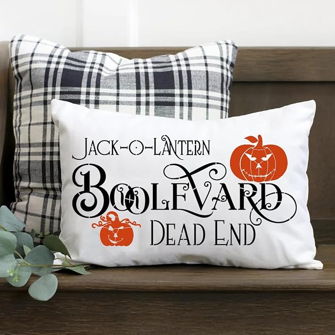Halloween Stencils for Painting on Wood Reusable Halloween Doormat Stencils Hocus Pocus Boo Family Draw Templates for Wood Signs Walls Windows Fabrics T-Shirt DIY Crafts Decor