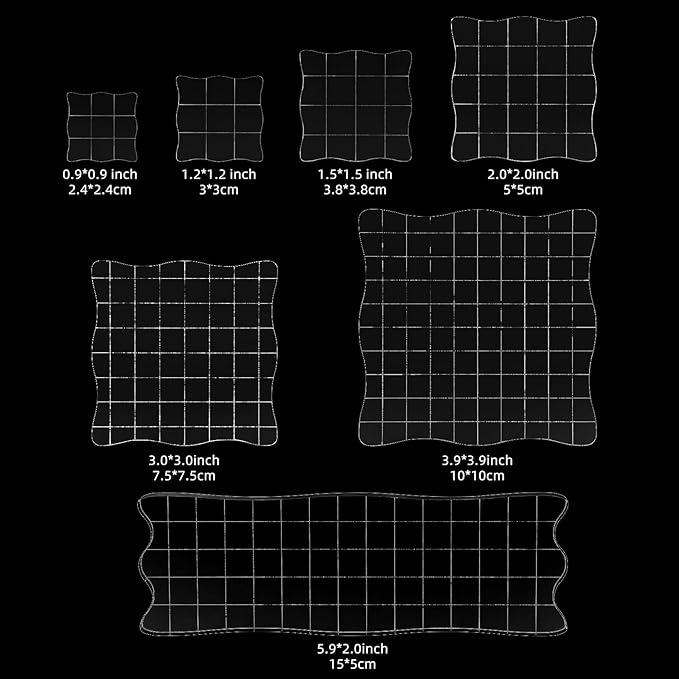 7 Pieces Clear Stamp Blocks, driew Clear Acrylic Stamping Blocks Tools Set with Grid and Grip Decorative Stamp Blocks for Scrapbooking Crafts, Cards, Schedule Book
