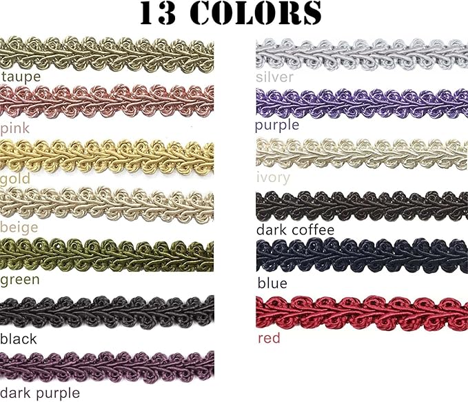 BEL AVENIR Braid Trim 1/2 inch 13.6 Yards French Gimp Basic Sewing Polyester DIY Crafts Costume Home Decorative (Wine)