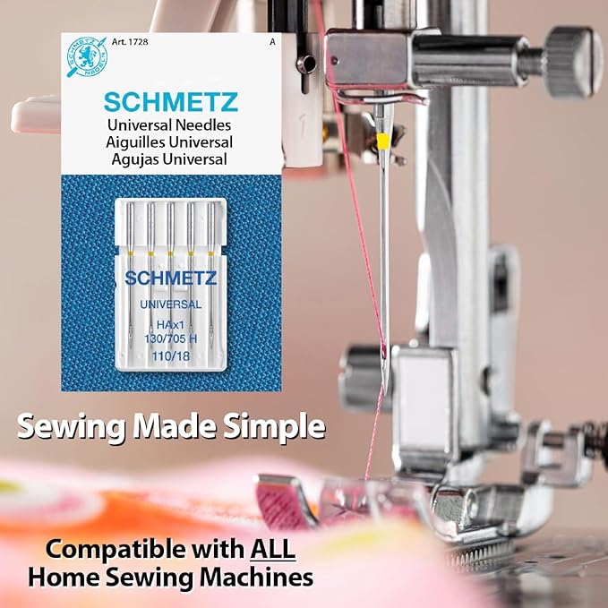 SCHMETZ Universal Sewing Machine Needles - Size 110/18, 5-Needle Cards, Pack of 5