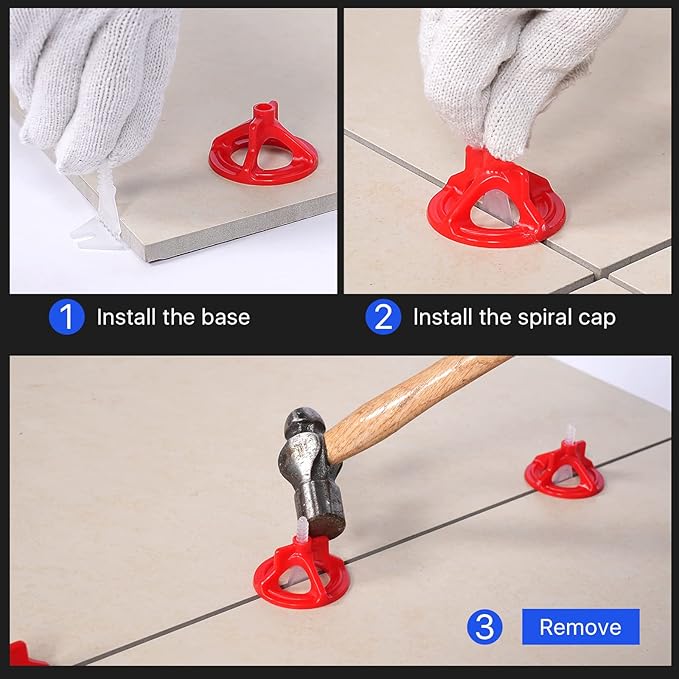 Professional Tile Leveling System Kit，Anti-Loosening Spacers/Wall, Bathroom Tiling - 1/8" Precision Alignment & Grout Spacing Tools(2000base, 1/8)