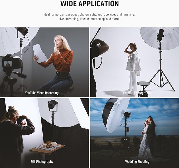 NEEWER 51"/130cm Parabolic Reflective Umbrella Photography with White Inner, Soft Lighting with Diffuser Cover, Bag, Quick Fold for Camera Photo Studio Video Light Shooting Monolight Flash, NS2U
