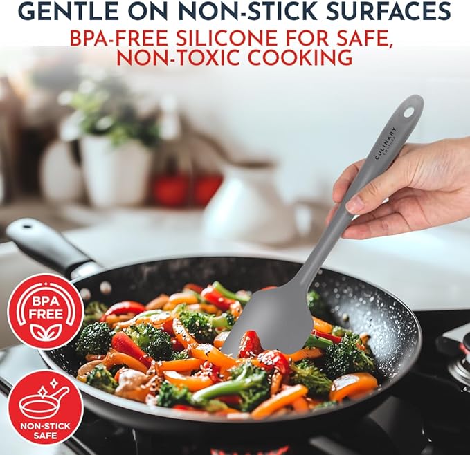Culinary Couture 4-Piece Grey Baking Spatula Set - Rubber Spatulas Silicone Heat Resistant, BPA-Free - Spatula Set for Nonstick Cookware - Silicone Baking Utensils