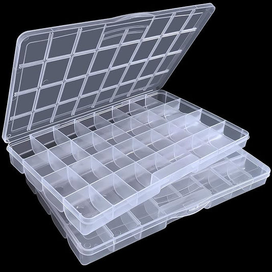 DUOFIRE 32 Grids Bead Organizer, Craft Organizers and Storage with Fixed Compartment, Plastic Bead Storage for Jewelry Beads Earring Tool Fishing Hook Small Accessories