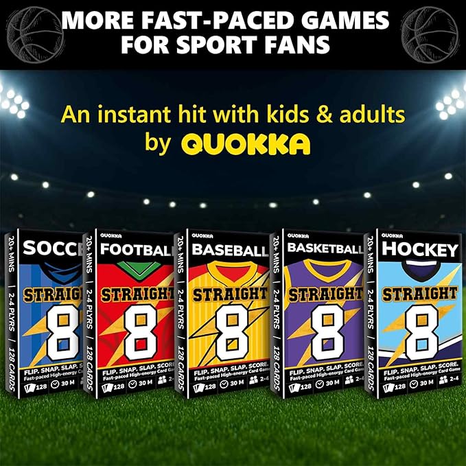 QUOKKA Basketball Fast-Paced Card Game for Kids & Adults – 128 Cards & Easy Rules – Quick & Fun Matching Game – 2-4 Players – Ages 8+ – Perfect for Family Games Night, Travel and Parties