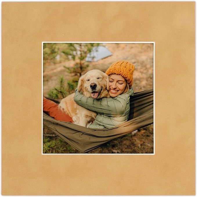 8.5x11 Mat Bevel Cut for 7x9 Photos - Acid Free Beige Suede Precut Matboard - For Pictures, Photos, Framing - 4-ply Thickness