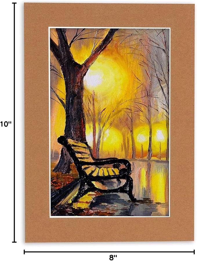 8x10 Mat Bevel Cut for 5.5x8.5 Photos - Acid Free Aged Oak Brown Precut Matboard - For Pictures, Photos, Framing - 4-ply Thickness