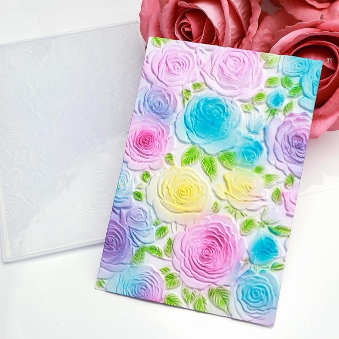 BAOFALI 3D Embossing Folder for Card Making,Floral Pattern Clear Plastic Texture Fades Embossing Folder Template for Scrapbooking Cardstock Album DIY Decoration Paper Crafting 6.3x4.5inch