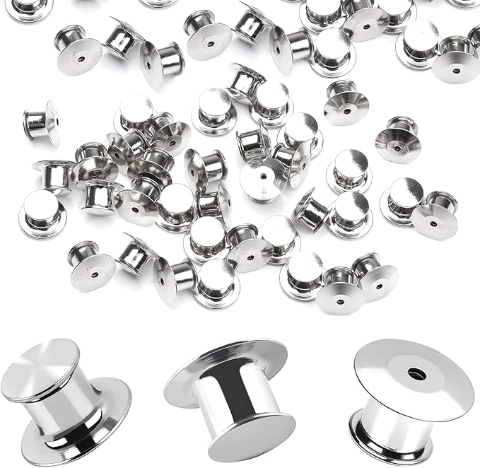 100 Pieces Metal Pin Backs Locking Pin Keepers Locking Clasp