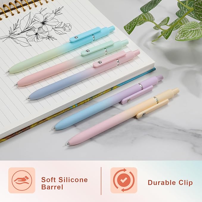 FIOVER 10pcs Gel Pens Black Ink Medium Point 0.7mm Pens Smooth Writing High-End Series Cute Ballpoint for Journaling Note Taking, Office School Supplies Gifts for Women and Men