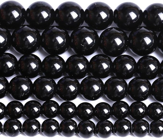 6MM Natural Black Agate Gemstone Beads Round Loose Stone Beads for Jewelry and Bracelets Making 120pcs 2 Strands 32"