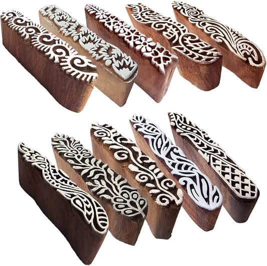 Clay Printing Stamps Urban Border Design Wood Blocks (Set of 10) Htag2157