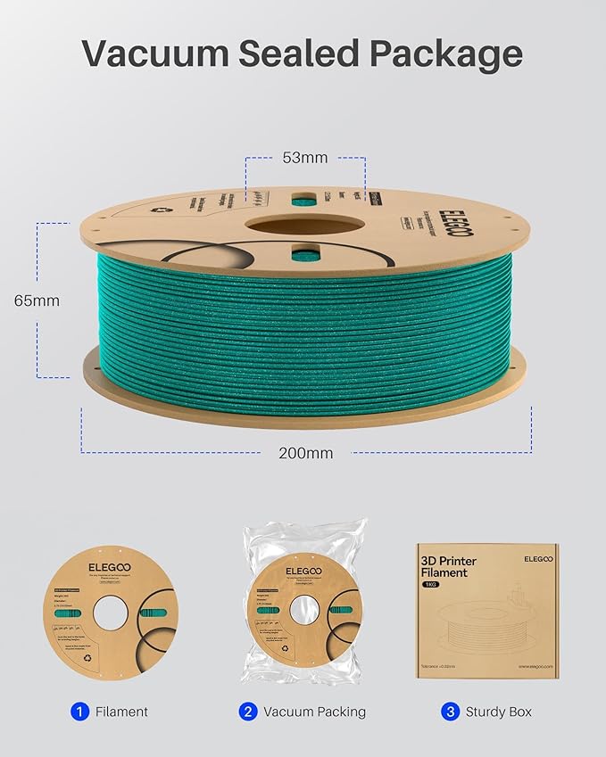 ELEGOO PLA Filament 1.75mm Sparkle Dark Gray 1KG, Glitter Twinkling 3D Printer Filament Dimensional Accuracy +/- 0.02mm, 1kg Spool(2.2lbs) Fits for Most FDM 3D Printers