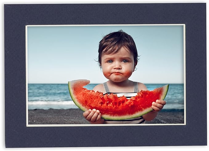 Pack of Ten 8x10 Mats Bevel Cut for 5x8 Photos - Acid Free Navy Precut Matboards for Pictures, Photos, Framing - 4-ply Thickness