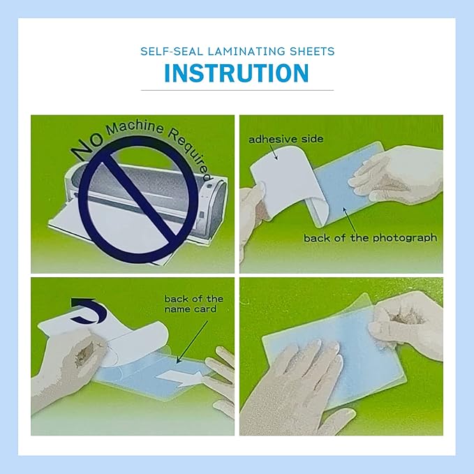 Uinkit 10 Mil Thick Double-Sided Self-Sealing Laminating Pouches, 50 Pack for 2.6x3.9 Business Card, Bulk Waterproof for Employee ID Badges, Loyalty & Membership Cards, No Machine Need