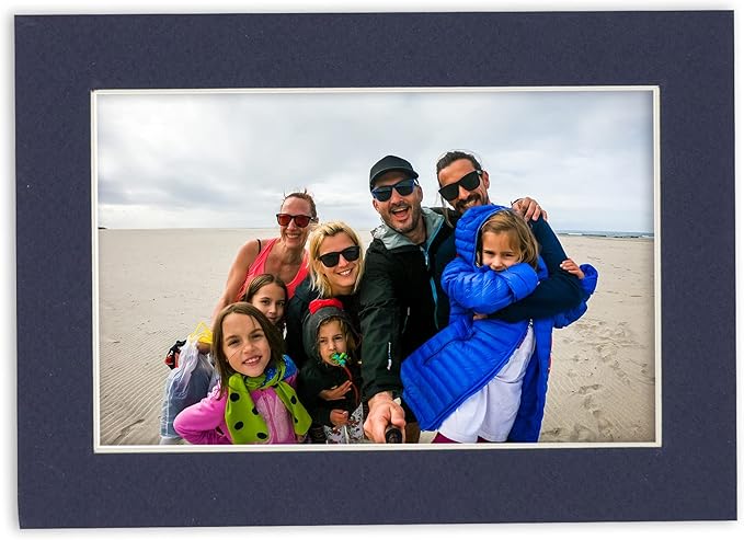 8x10 Mat Bevel Cut for 5.5x8.5 Photos - Acid Free Navy Precut Matboard - For Pictures, Photos, Framing - 4-ply Thickness