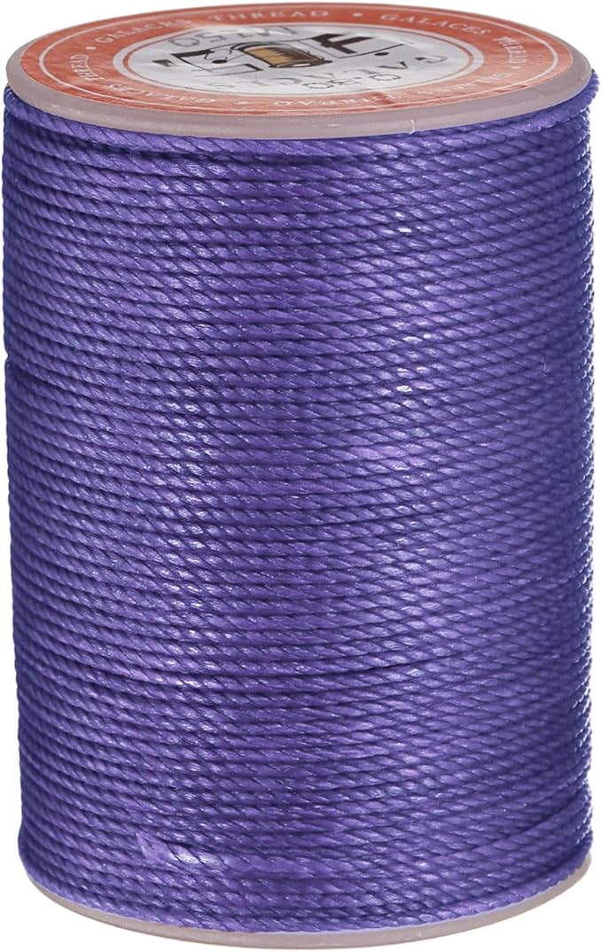 uxcell Round Leather Sewing Waxed Thread, 55m / 60 Yards Wax Polyester String, 0.8mm Waxed Stitching Cord for Leather Crafts, Bookbinding, Bracelets Braided, Purple