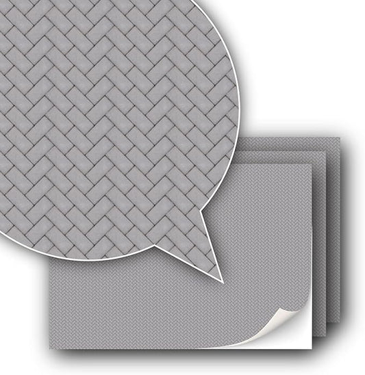 3 Sheets Self-Adhesive Decorative Film Paving Stones and Surfaces for Model Making in Scale 1:87 Scale H0 (UK: 3.5 mm Scale) (Concrete Paving Stones Herringbone)