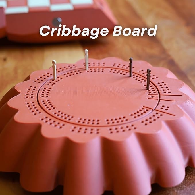Pumpkin Game Set: Magnetic Chess Checkers, Dice Tower, Cribbage, Card Holder, Forgecore Gourd Games, Gourd Gambit Pumpkin Chess Expansion Pack, 3D Printing Portable Adult Pumpkins Board Game Set(2#1)