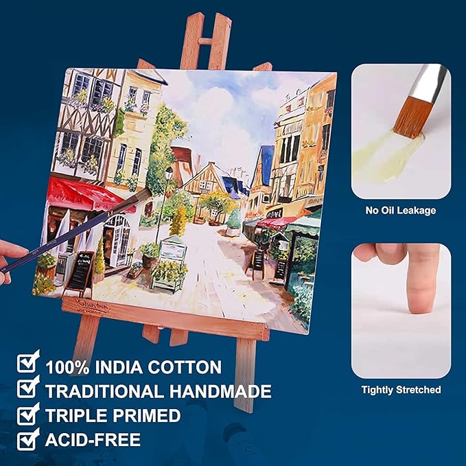 Stretched Canvases for Painting 11x14 Inch 7-Pack, 10 oz Triple Primed Acid-Free 100% Cotton Blank Canvas, Art Canvases for Oil Paint Acrylics Pouring & Wet Art Media, Pour Painting