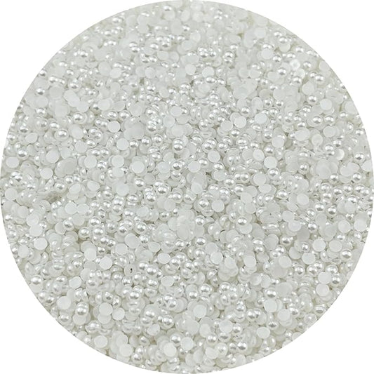 10000pcs 3mm Half Pearls for Crafts Flatback Round Half Pearl Beads for Jewelry Making Nail Art Scrapbook Craft Wedding Dress Decoration(White)