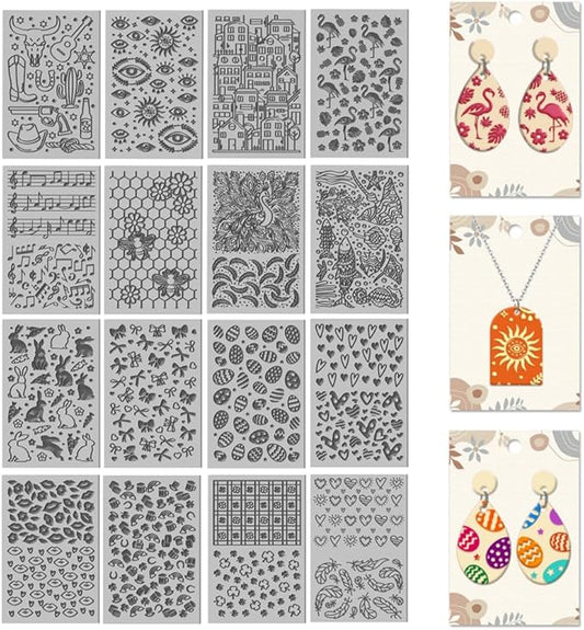 CHGCRAFT 16 Sheets Bee and Butterfly Clay Texture Mat Cowboy Pattern Polymer Clay Texture Sheets DIY Tools for Pottery Earring Jewelry Making Stamp Engraving Machines, 4x2.6inch