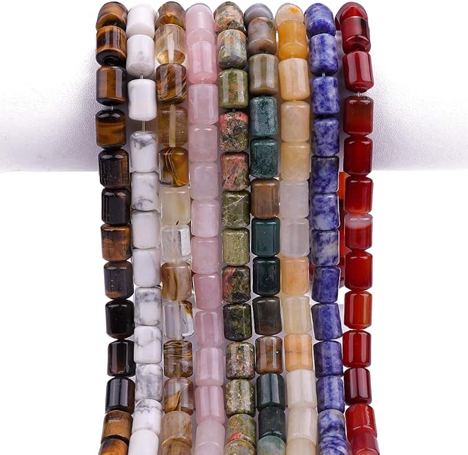 Natural White Howlite Cylinder Stone Loose Semi Gemstone Beads for Jewelry Making 10mmx14mm 38cm