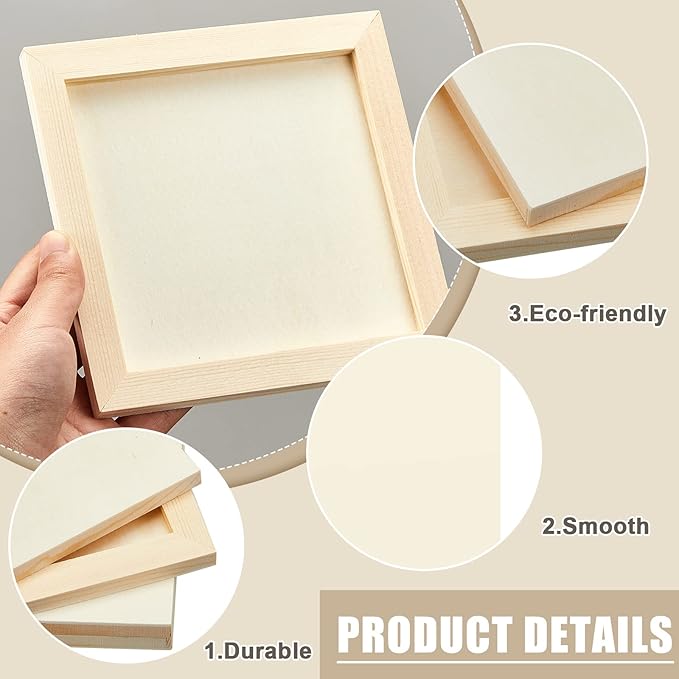 Kathfly 48 Pcs 6 x 6’’ Wood Panel Boards, Unfinished Wood Canvas Panels for Painting Crafts DIY Drawing Pouring Art Projects