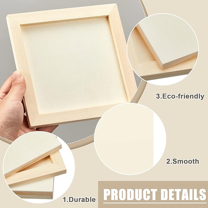 Kathfly 24 Pcs 6x6'' Wood Panel Boards, Unfinished Wood Canvas Panels for Painting Crafts DIY Drawing Pouring Art Projects