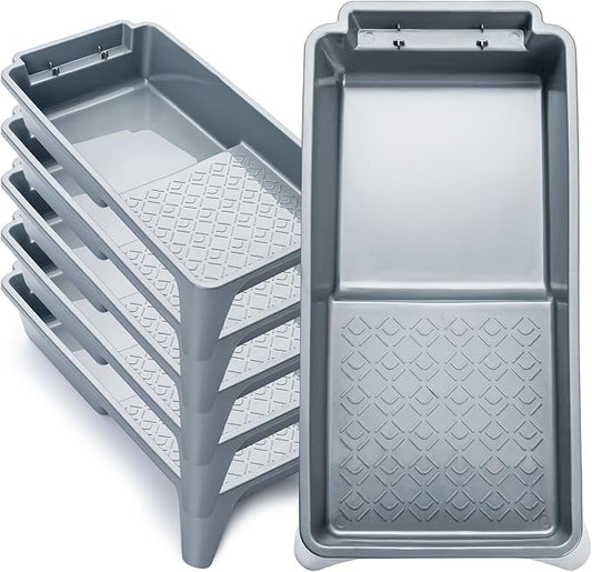 Mister Rui Paint Tray 4 Inch, 5 Pack, Plastic Paint Tray, Textured Paint Roller Tray, Small Paint Trays for Painting