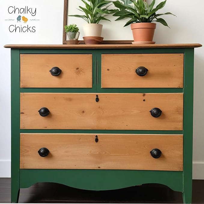Chalky Chicks All-in-One Chalk Paint for Furniture or Cabinet - 4 Fl Oz - Matte Finish Shamrock (Dark Green) for Metal, Wood Furniture Paint - No Sanding All-in-One for Home Decor & Crafts, USA Made