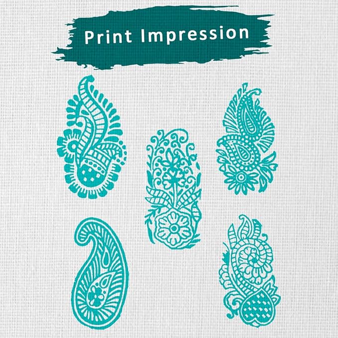 Wooden Stamp Block, Printing Stamp Design Set | Block for Printing Saree Border | Dresses, Craft Card Making, Scrapbook, Clay Pottery | Set of 5 | Hashcart®