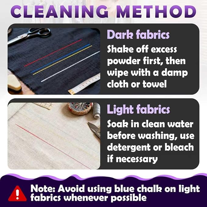 Sewing Chalk for Fabric, Wipeable and Washable Fabric Chalk for Sewing, Etailed Marking on Fabrics, Cottons, Leathers - White