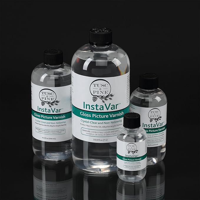 Tusc & Pine InstaVar™ Gloss Picture Varnish - Archival Quality Varnish for Oil, Alkyd, and Acrylic Artists - 33.8oz Bottle - 2 Pack