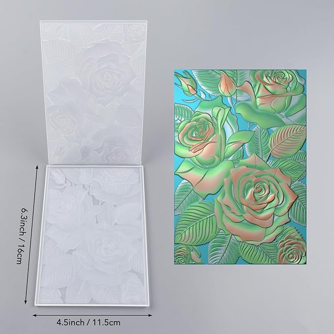 BAOFALI 3D Plastic Embossing Folders Rose for DIY Scrapbooking Photo Album Card Paper Craft Decoration for Card Making,Embossing Template Paper Card 6.3" L x 4.5" W Embossing Stencil