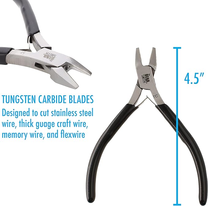 The Beadsmith Precision Series Pliers Set – 3-Piece Kit: Chain Nose, Round Nose and Flush Cutter with Tungsten Carbide Blades – Make Bracelets, Necklaces & Earrings – Tools for Jewelry Making